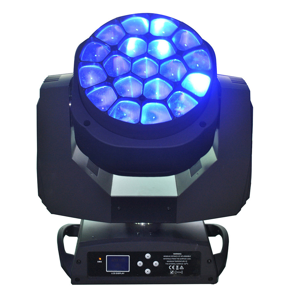 Rgbw 4in1 19*15w Led Bee Eyes Moving Head Light zoom  HS-LMW1912BEZ